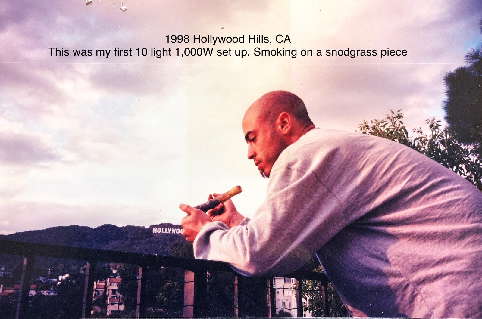 Josh D in 1998 at his Hollywood Hills grow, his first ten-light 1,000W setup